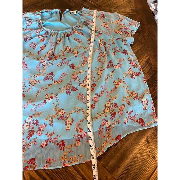Lauren Conrad Floral Fairy Cottage Core Women 2XL Blue Loose Beach Spring Easter - Picture 6 of 9
